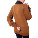 Brown High Collar Fleece Ladies Zipper Mock